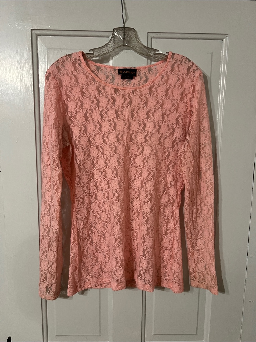 Ariat Pink Lace Long Sleeve Top